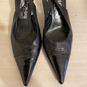 Salvatore Ferragamo Pointed Toe Black Leather Pumps
